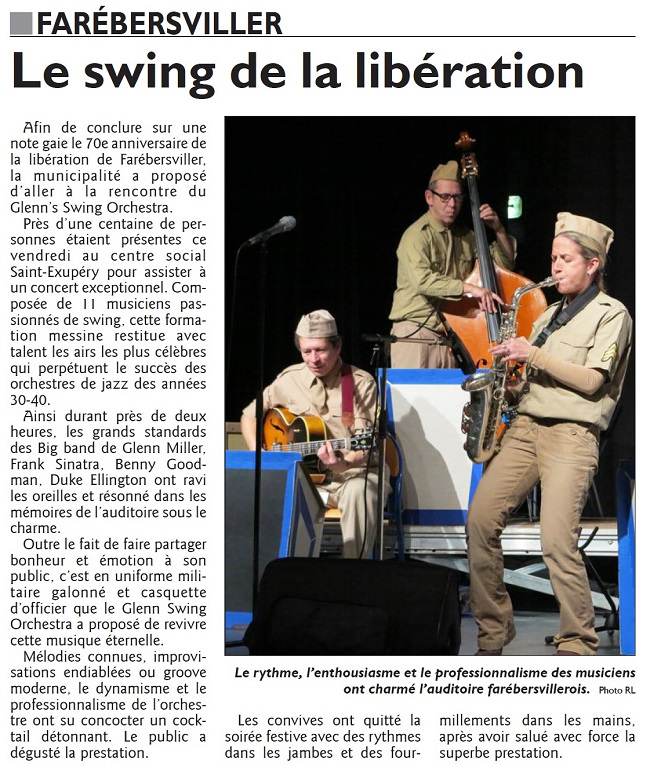 Article de presse republicain lorrain concert a farebersviller le swing de la liberation