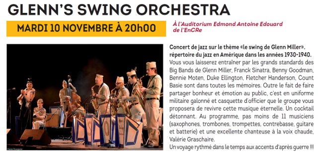 Glenn's Swing Orchestra en concert en Guyane Cayenne article de presse