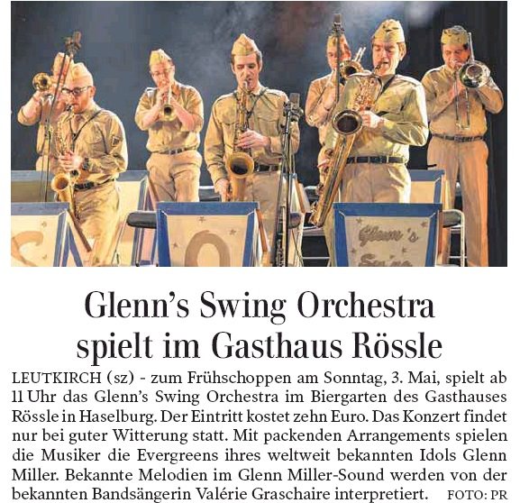concert glenn's Swing Orchestra a Leutkirch Gasthaus Rossle Germany