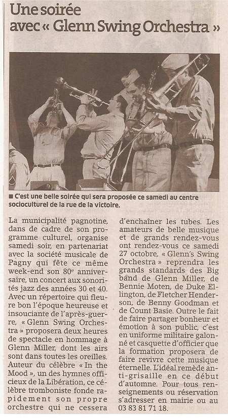 Soiree Glenn Miller, article publicitaire