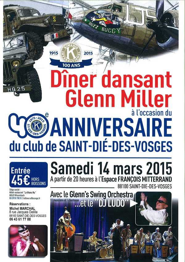 Le Kiwanis Club de Saint Die des Vosges fete son 40e anniversaire, Diner dansant avec le Glenn's Swing Orchestra