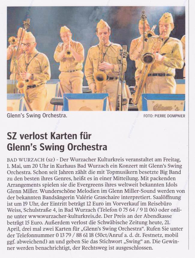 Presse article Schwaebische Zeitung Bad Wurzach  leutkirch isny 21 avril 2015